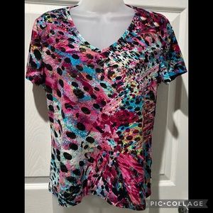 {SALE} Peter Nygard short sleeve multi-color shirt -LP-